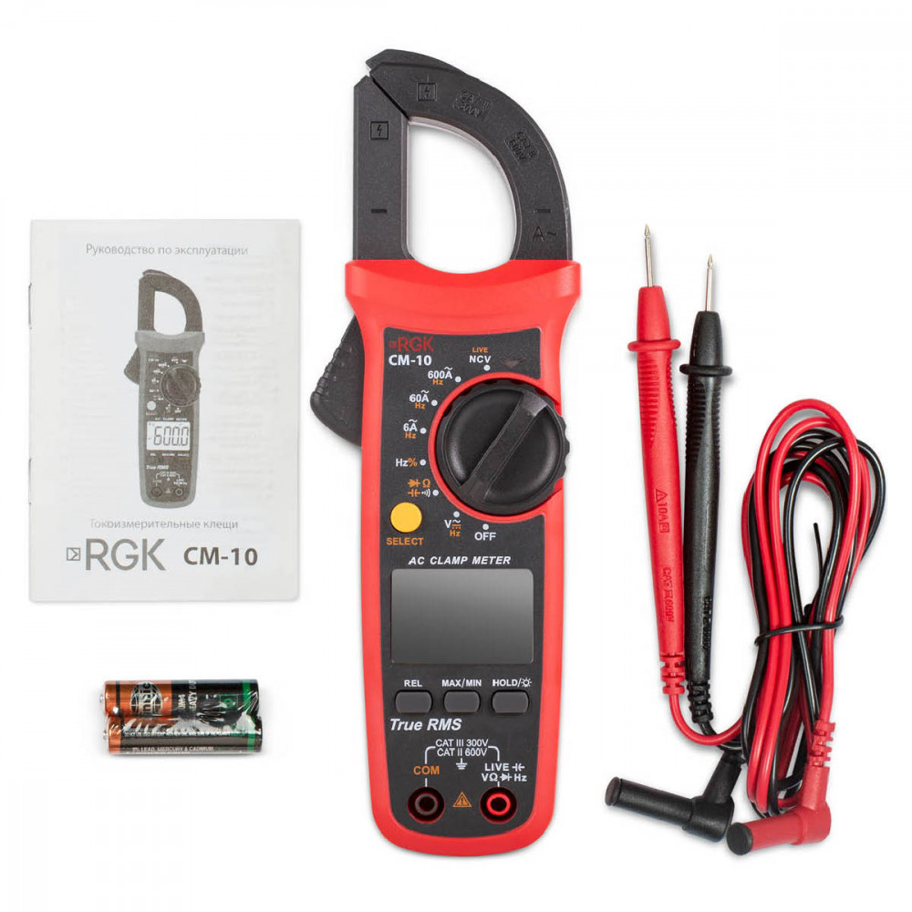 Токовые клещи RGK CM-10 с поверкой